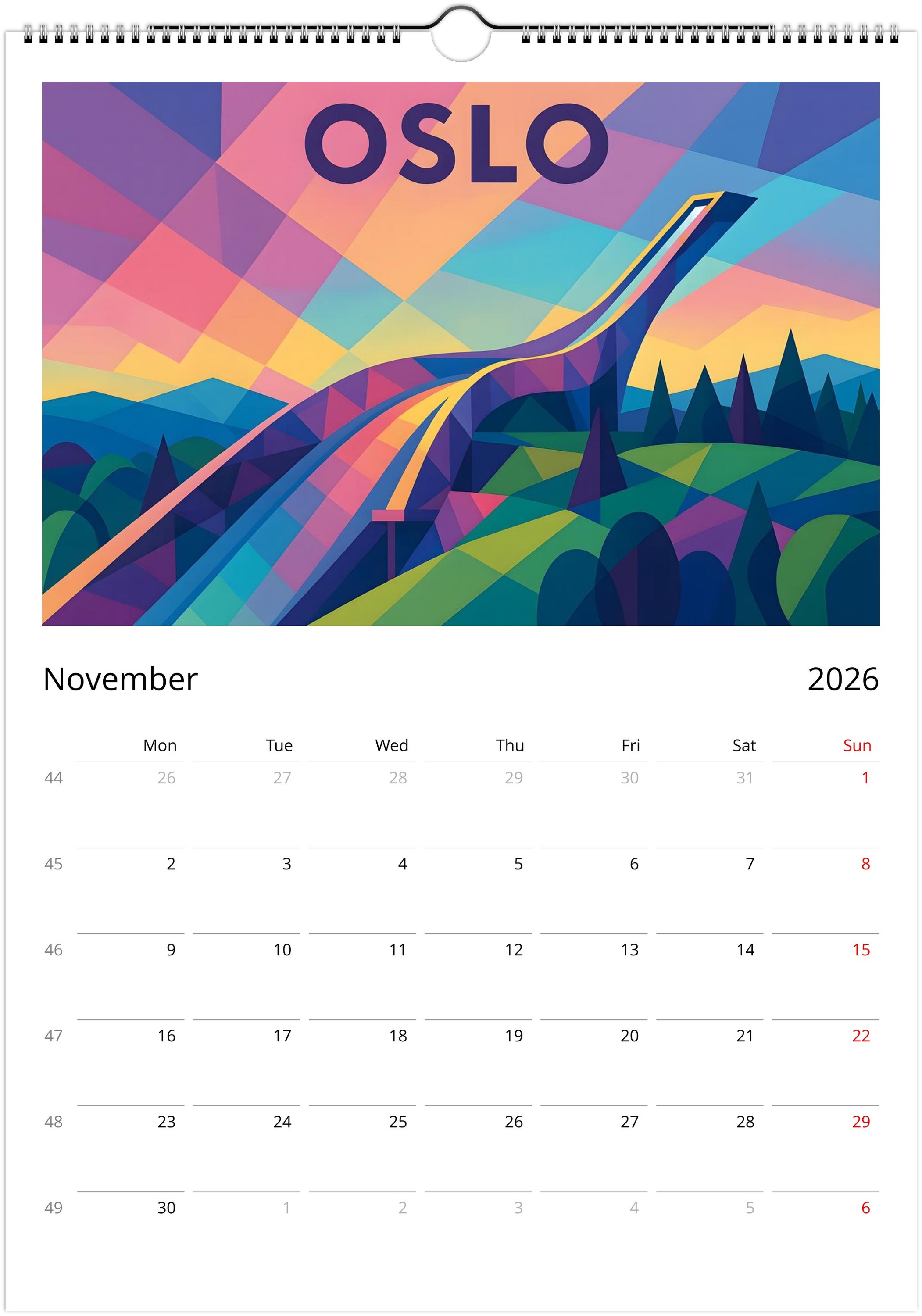 Oslo Norway Wall Calendar 2026 / Colorful Vector (EU - World) - Image 12