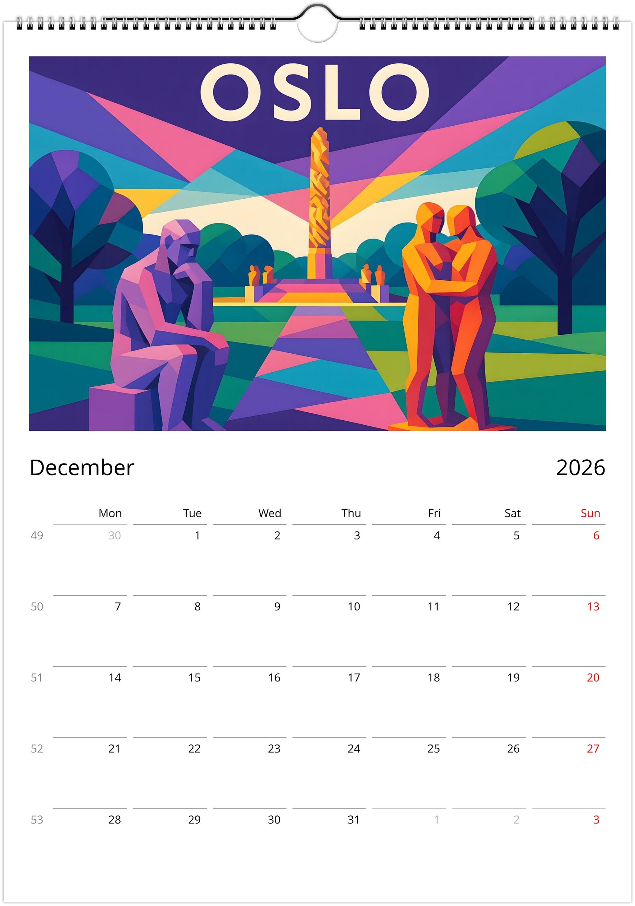 Oslo Norway Wall Calendar 2026 / Colorful Vector (EU - World) - Image 13