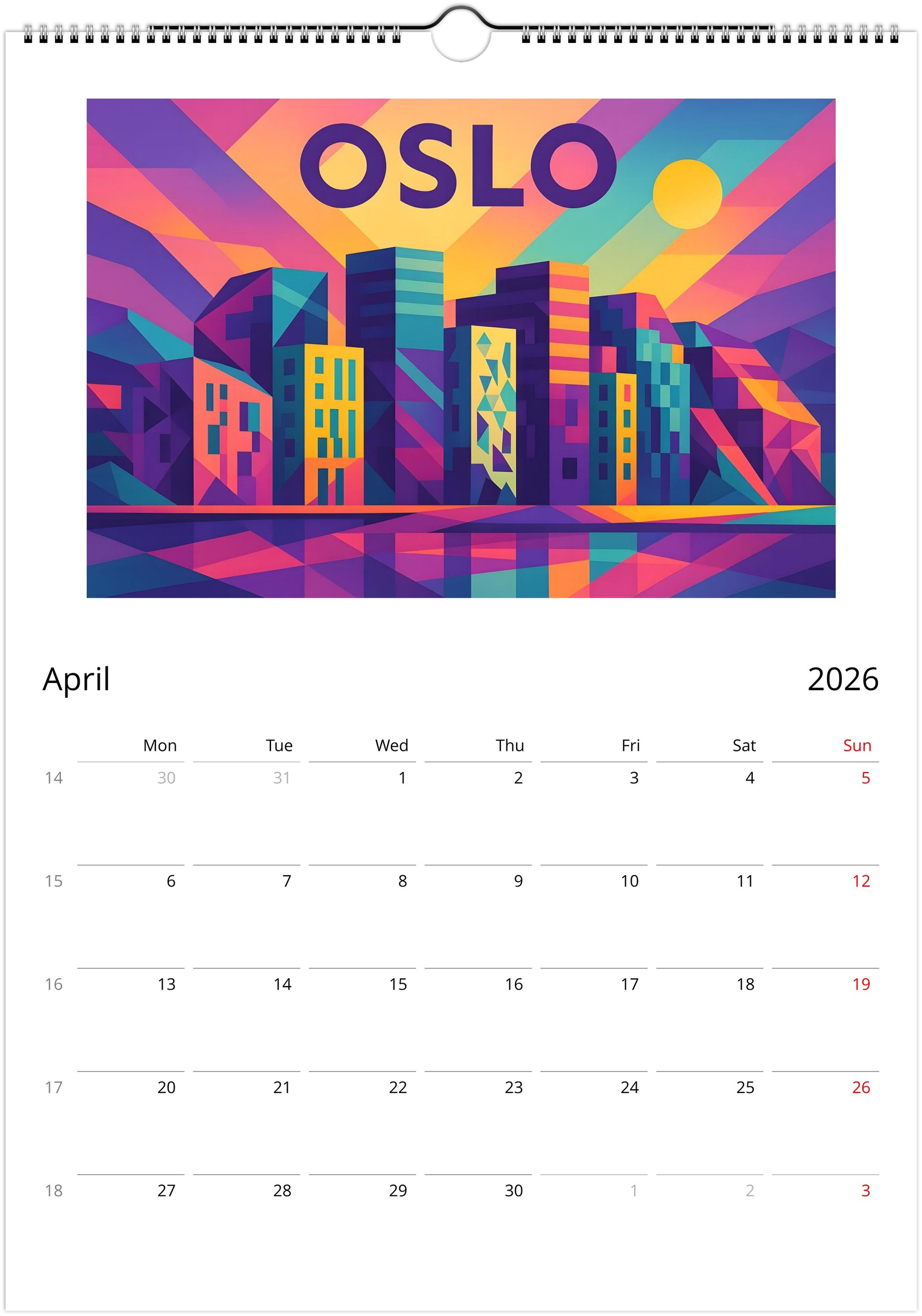 Oslo Norway Wall Calendar 2026 / Colorful Vector (EU - World) - Image 5