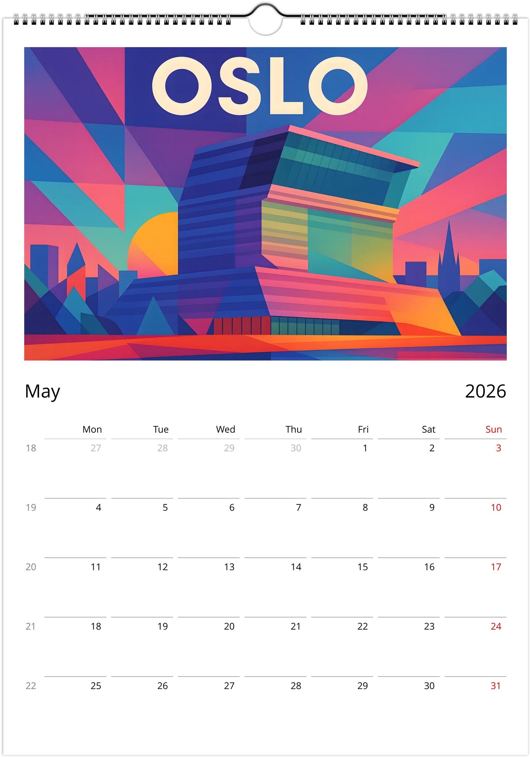 Oslo Norway Wall Calendar 2026 / Colorful Vector (EU - World) - Image 6