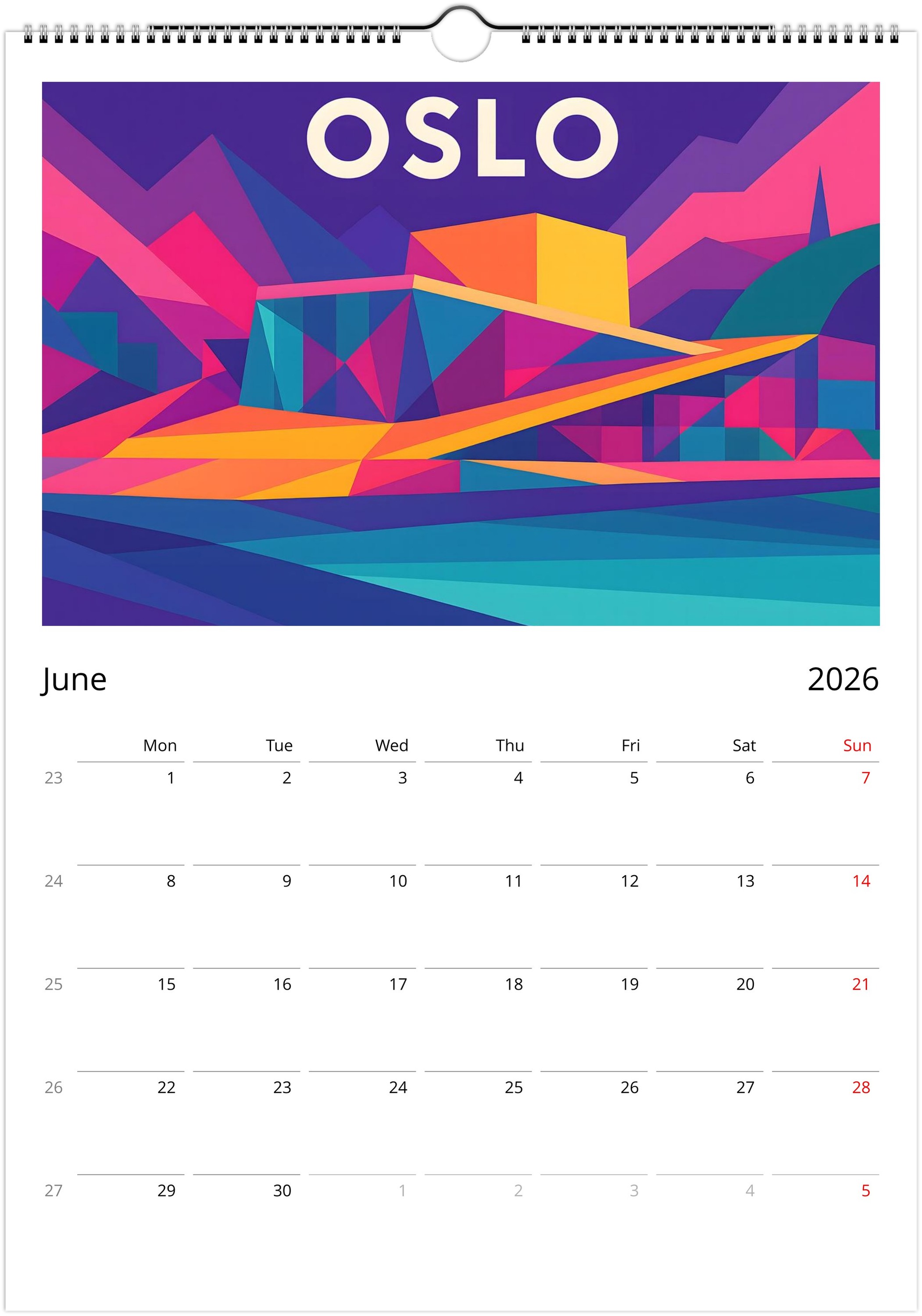 Oslo Norway Wall Calendar 2026 / Colorful Vector (EU - World) - Image 7