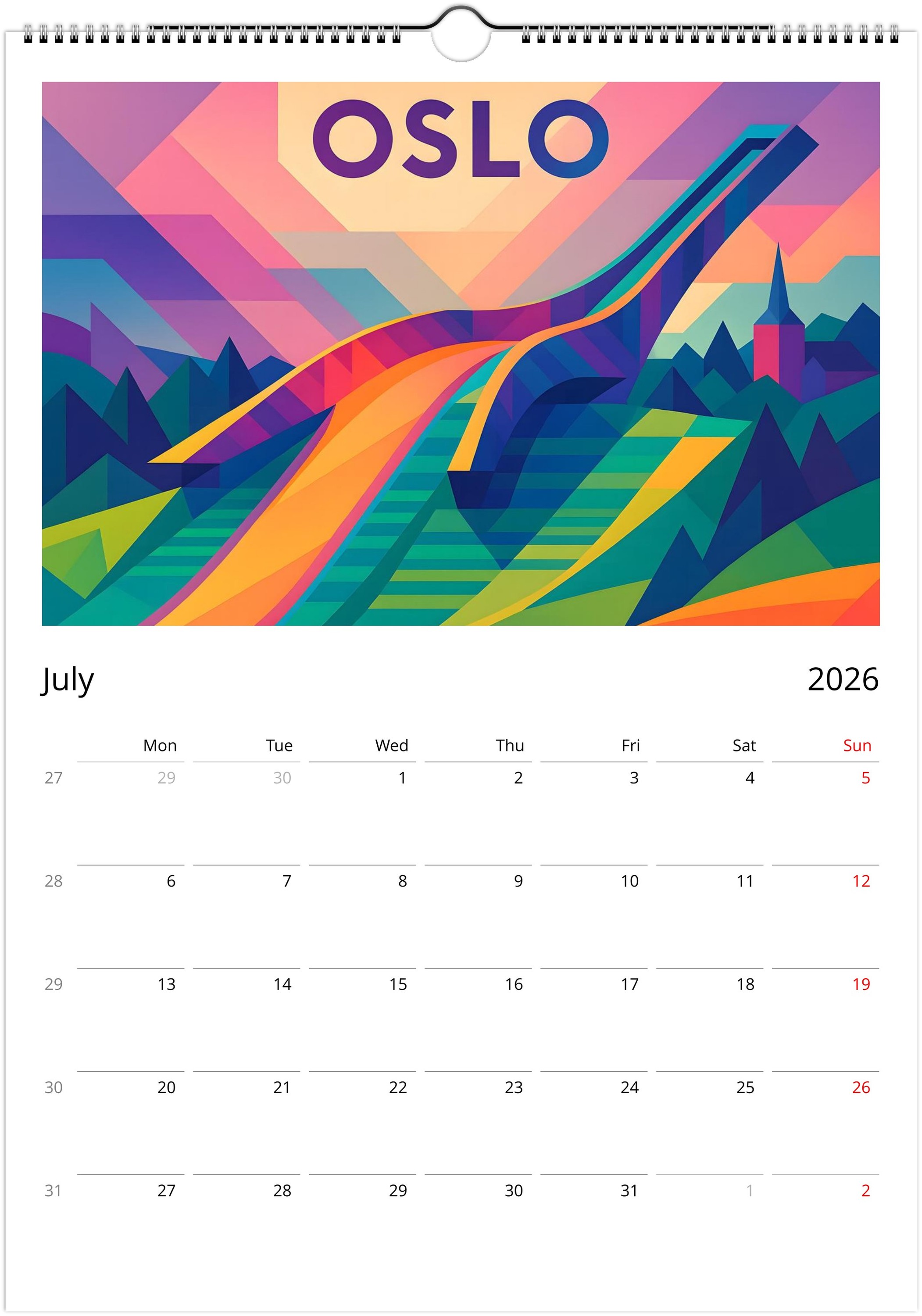 Oslo Norway Wall Calendar 2026 / Colorful Vector (EU - World) - Image 8