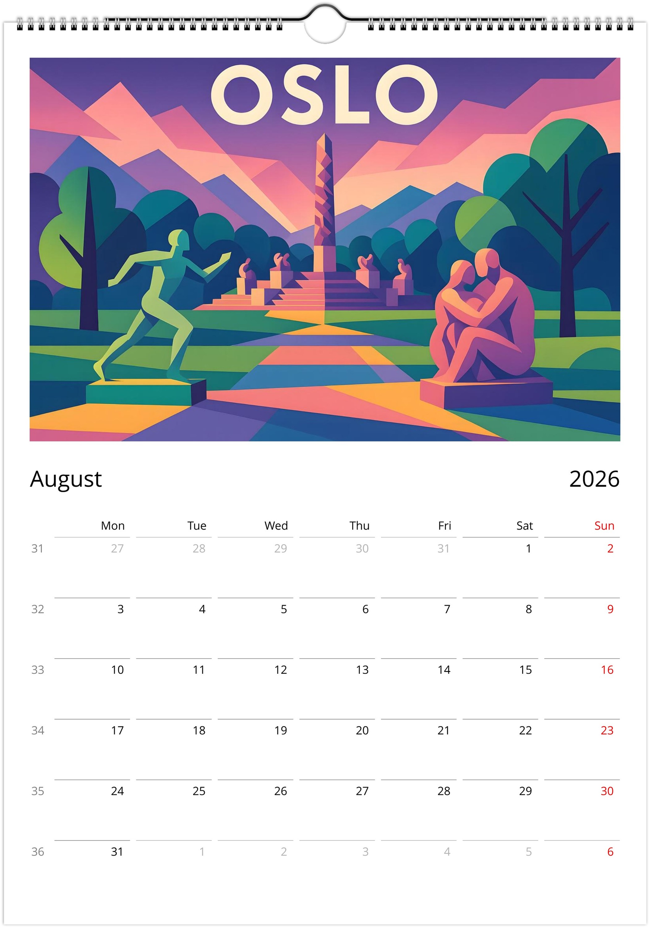 Oslo Norway Wall Calendar 2026 / Colorful Vector (EU - World) - Image 9